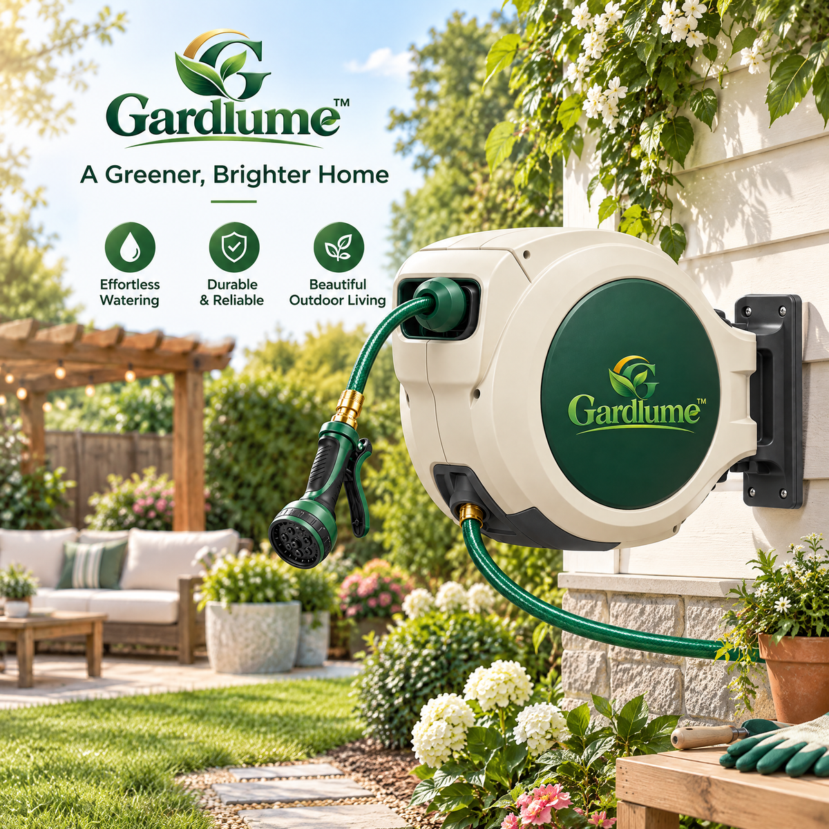 Gardlume™ Retractable Garden Hose Reel